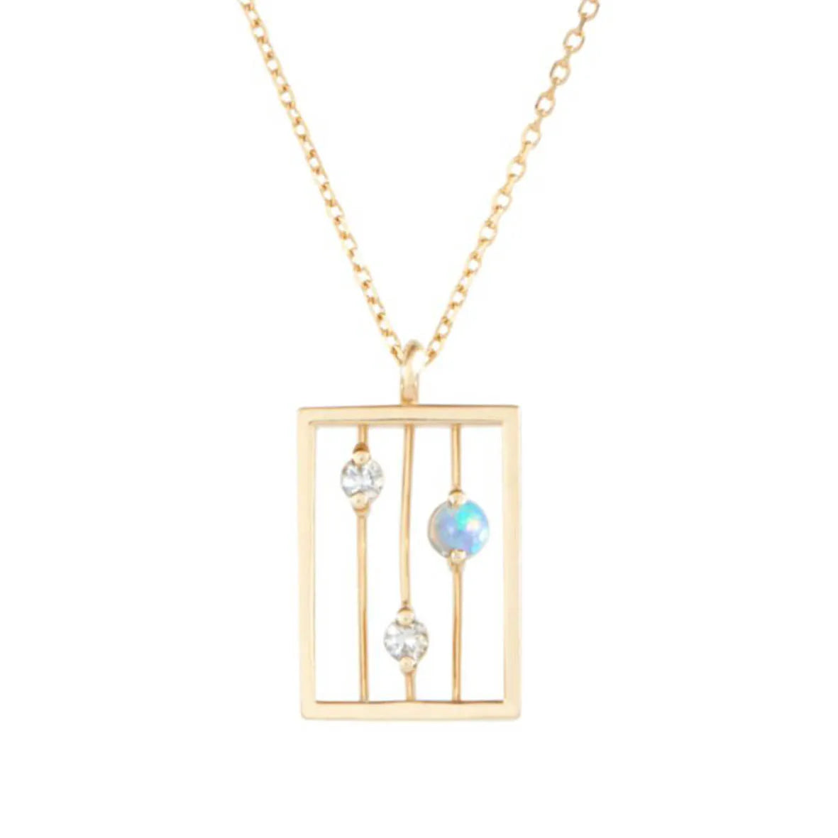 Delicate Design Hot Selling Jewelry Counting Frame Round Shaped Opal CZ Necklace S925 Gold Plated Wholesale Pendant