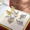 E1837 11-12mm DIY Natural Freshwater Pearl Charm Earrings Mounting Accessory 925 Sterling Silver Gold Plated  Jewelry for Women