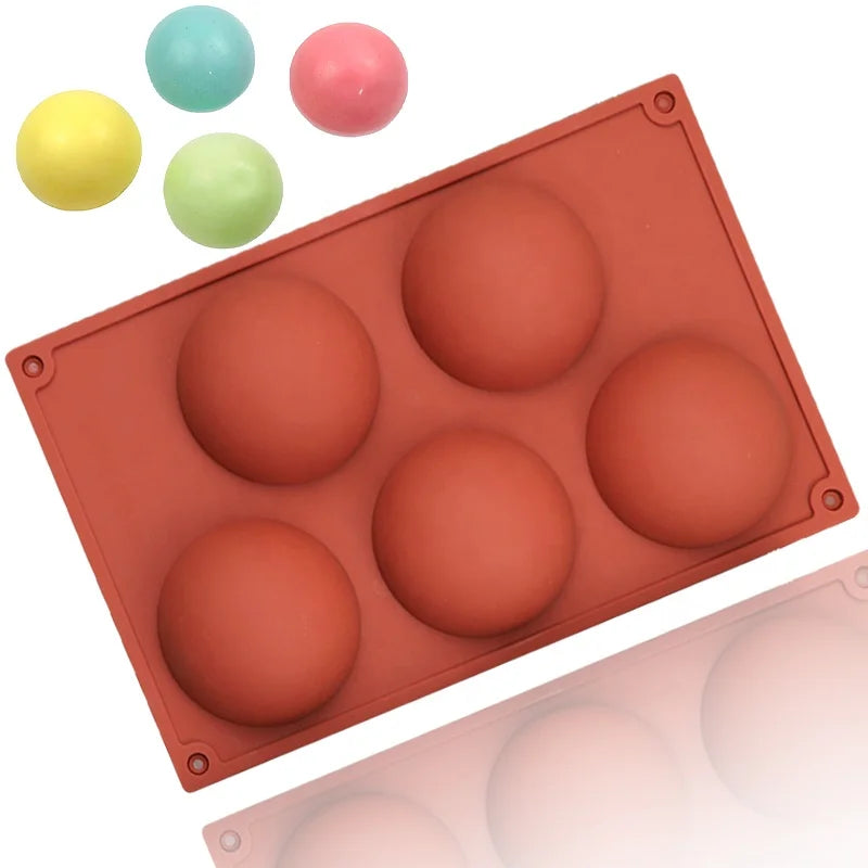 108 5 Cavity Large Ball Shape Silicone Mold Cake Baking Mold High Temperature Used Mold Silicone Soap Candle Resin Bpa Free MegaBDM
