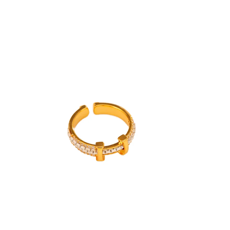 Shescity Wholesale Price Minimalist H-Letter Designer Adjustable Opening Trendy Finger Rings Zircon Jewelry Gifts for Women