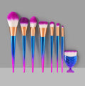 YUE New Arrival 8pcs Mermaid Makeup Brush Set Women's Beauty Makeup Tools Soft Handy Plastic Handle Vegetarian