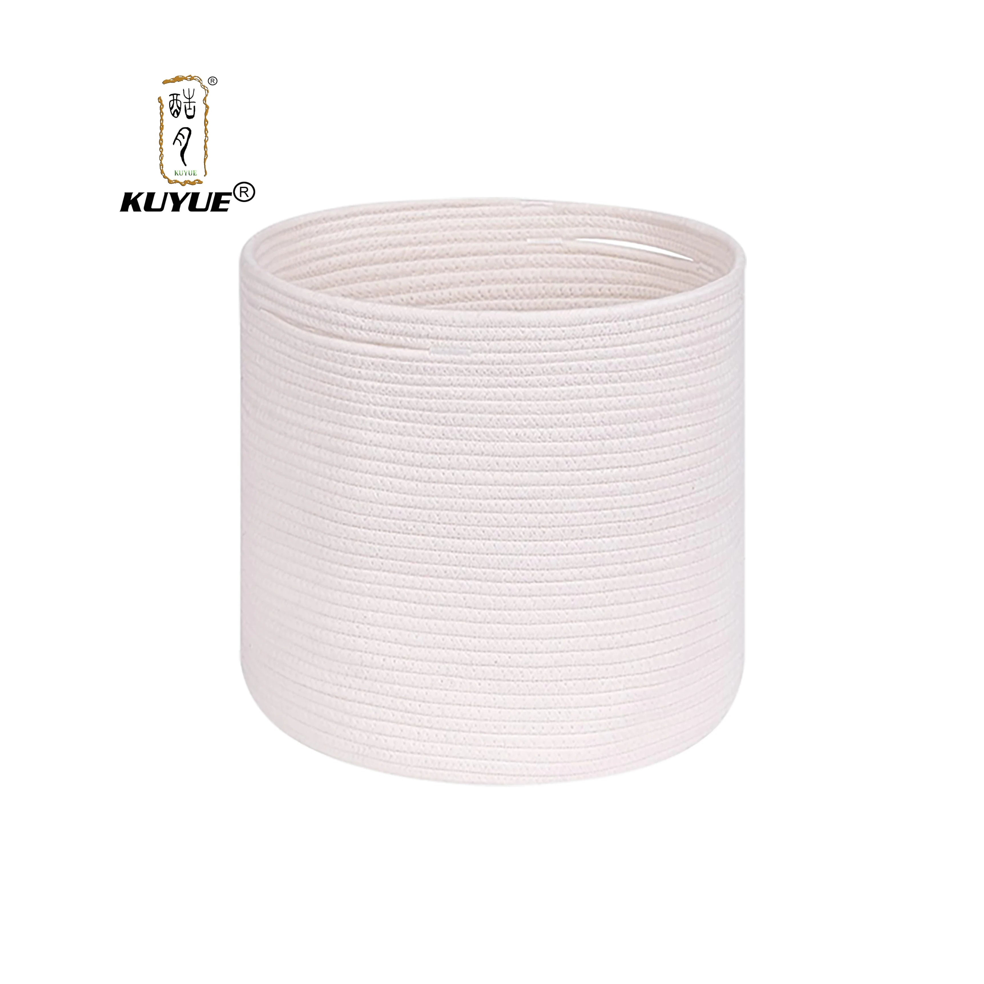 KUYUE Storage Baksets Bins Organizer Bookcases ShelvingStylish&Durable Woven Cotton Basket Containers for Organizing