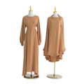 2 Piece Abaya Set Ramadan Eid Jazz Crepe Closed Abayas Khimar Islamic Clothing Modest Dress for Muslim Women