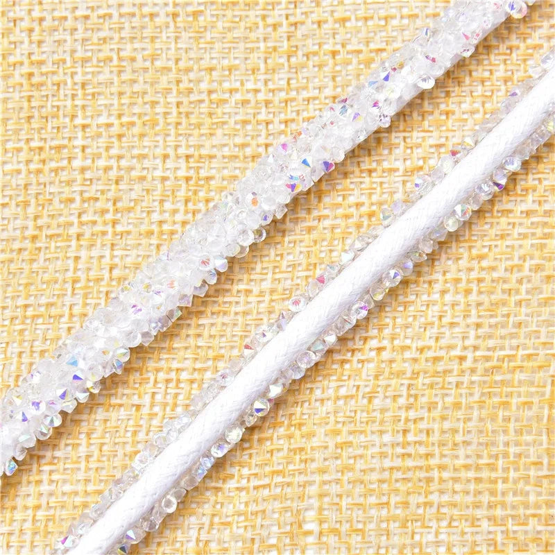Wholesale Bling Resin Rhinestone Ribbon Cord Sewing Crystal Trim Rope String for Garment