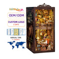 Hamaileon Wooden Puzzle Birthday Present Gift Craft Bookshelf Bookend Wonder Library 3D DIY Book Nook Kit with LED Light