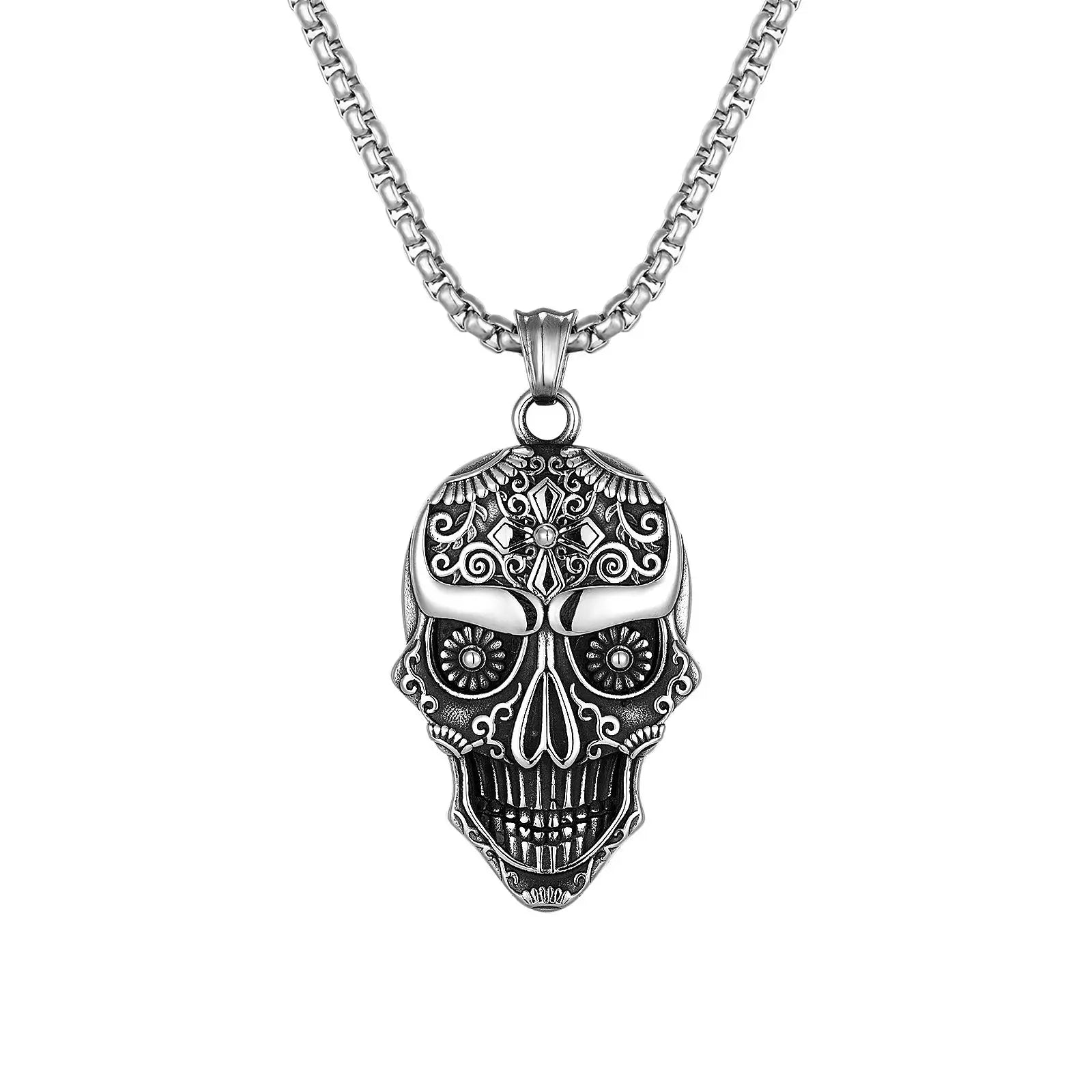 Custom Personalized Skull Pendant Man Jewelry Silver Stainless Steel Skeleton Pendant Necklace for Men