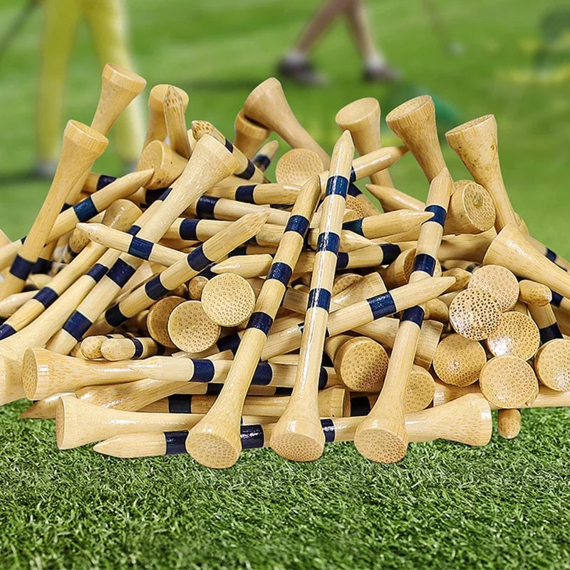Custom Logo Biodegradable Stripes Golf Tee 45/70/83mm Wood Bamboo Plastic Golf Balls Tees