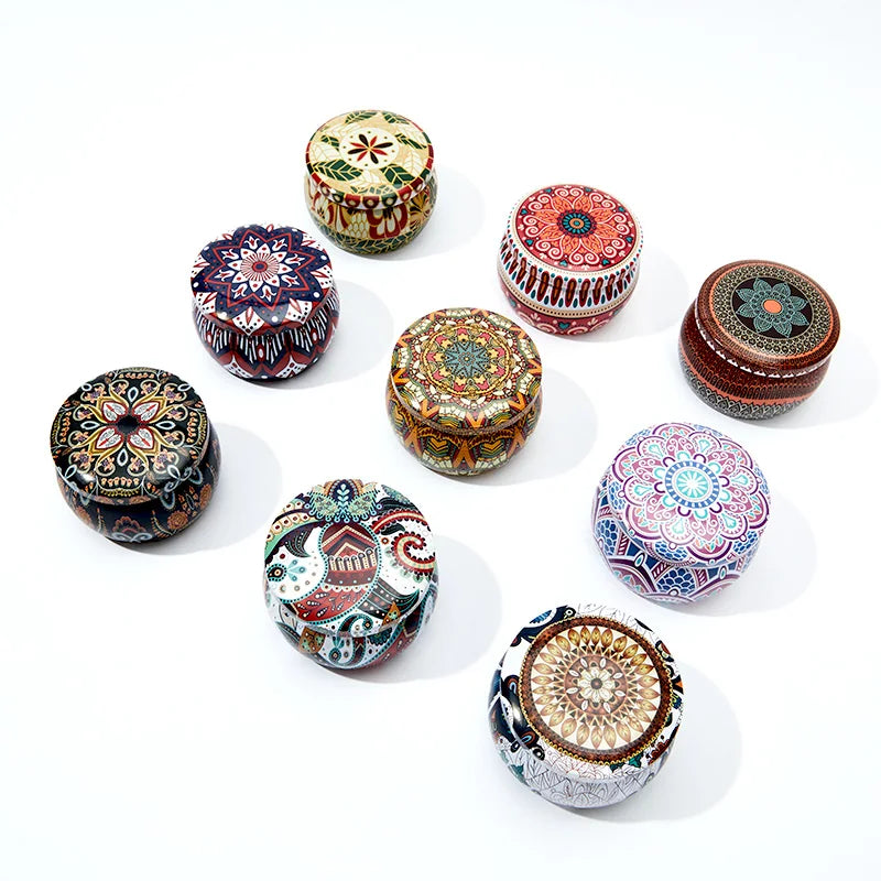 Mini Custom Printed Scented Empty Candles Tins Gift Box Round Metal Tin Candle Can Jars With Lids for Candle Jars Empty