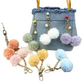 Plush Fur Puff Keyholder Fluffy Furry Fuzz Faux Ball Pearl Pom Pom Keychain Whole Sale Fluffy Puff Faux Fur Ball PomPom Keychain