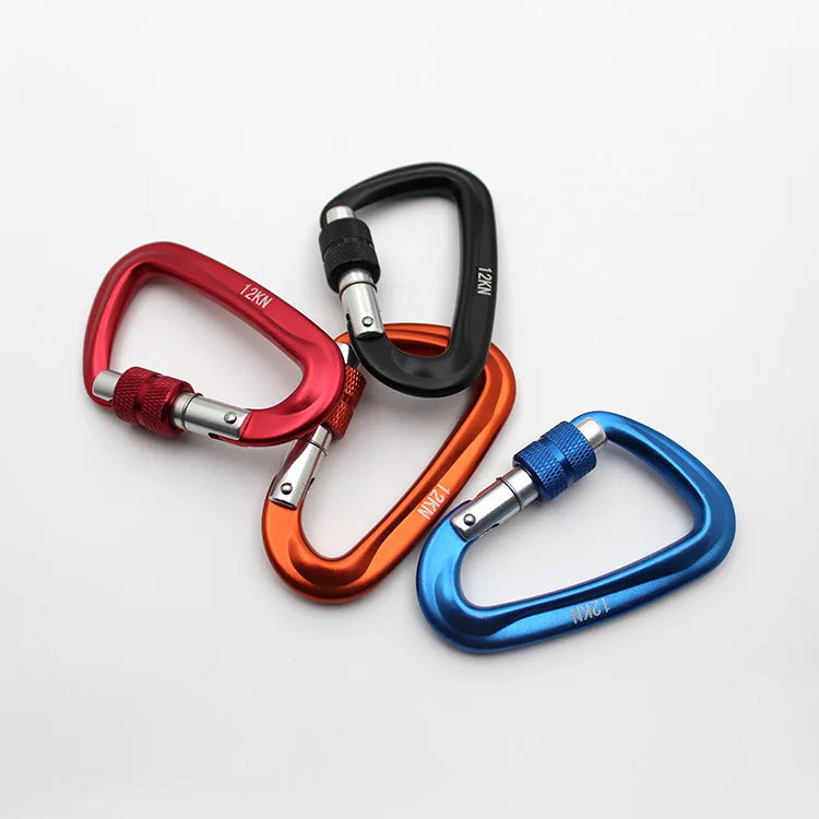 40*80mm 7075 Aviation Aluminum Mountaineering Buckle D-Type Climbing Buckle Outdoor Rock Climbing Safety Hook 12KN