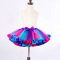 Cosplay Layered Ballet Tulle Rainbow Tutu Skirt for Little Girls Dress up with Bows