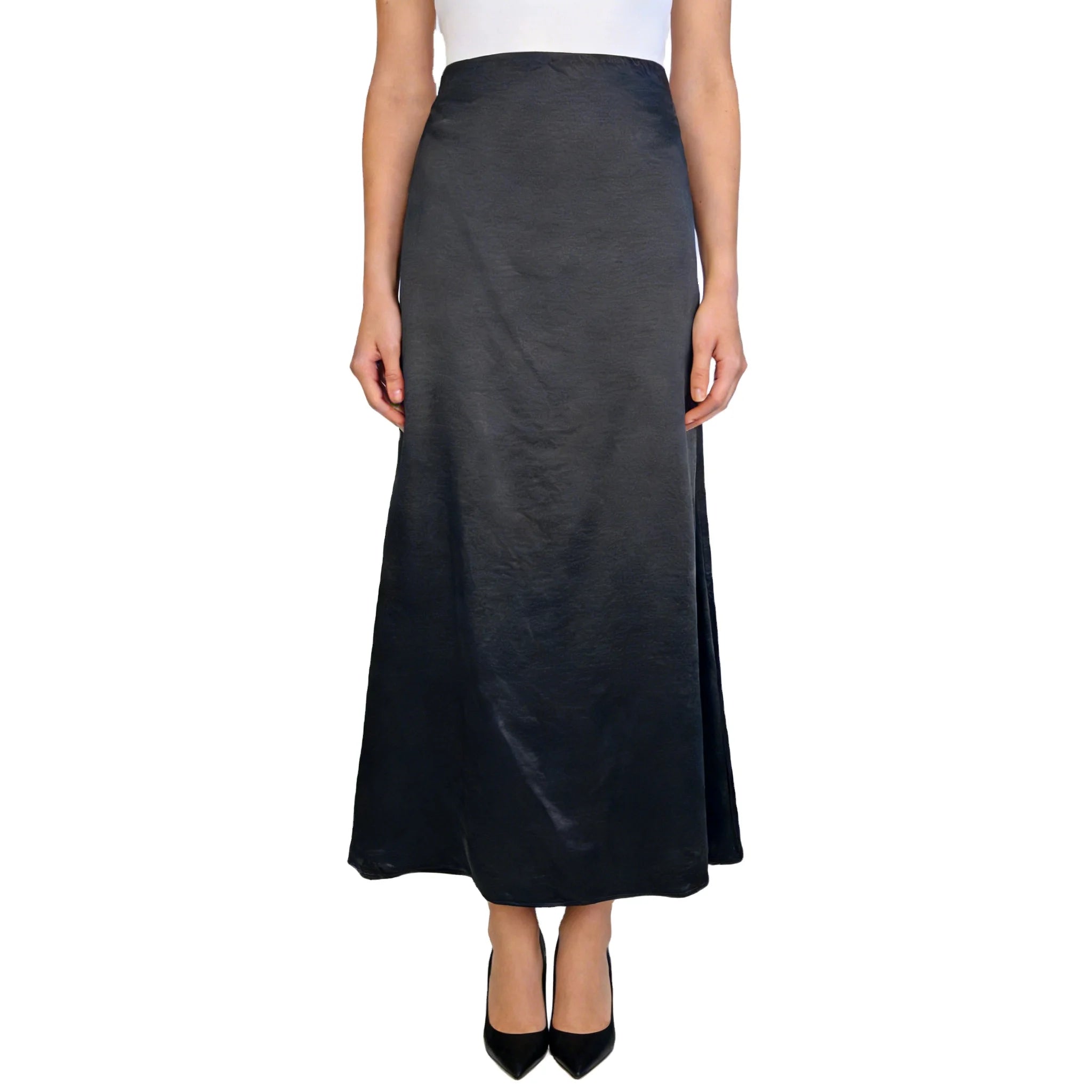 Custom Women Advanced Black Casual Simple Fashion Elegant Party Satin Maxi Skirt