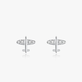 Ailmay Genuine 925 Sterling Silver Plane Simple Exquisite Clear Zir con Stud Earrings for Women Fashion Ear Pin Fine Jewelry