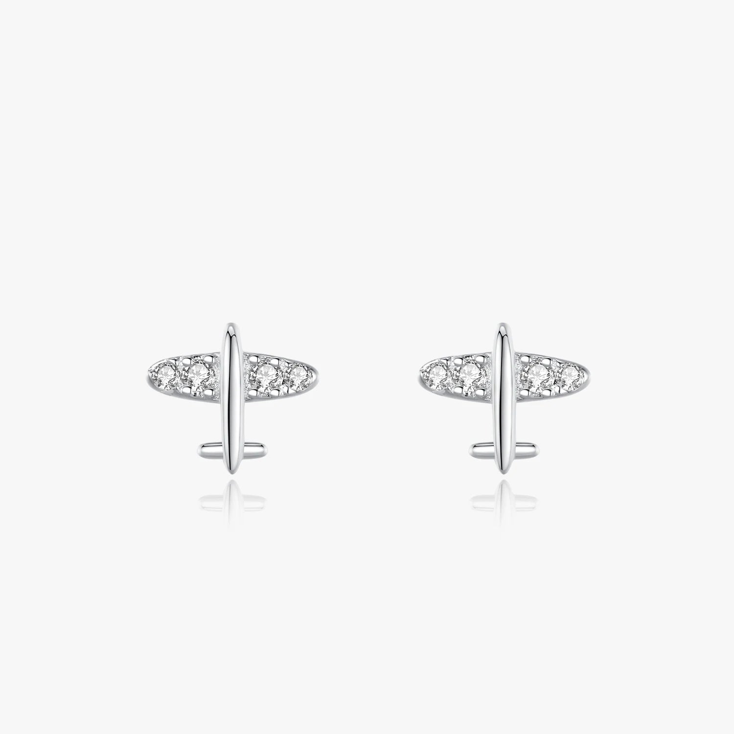 Ailmay Genuine 925 Sterling Silver Plane Simple Exquisite Clear Zir con Stud Earrings for Women Fashion Ear Pin Fine Jewelry