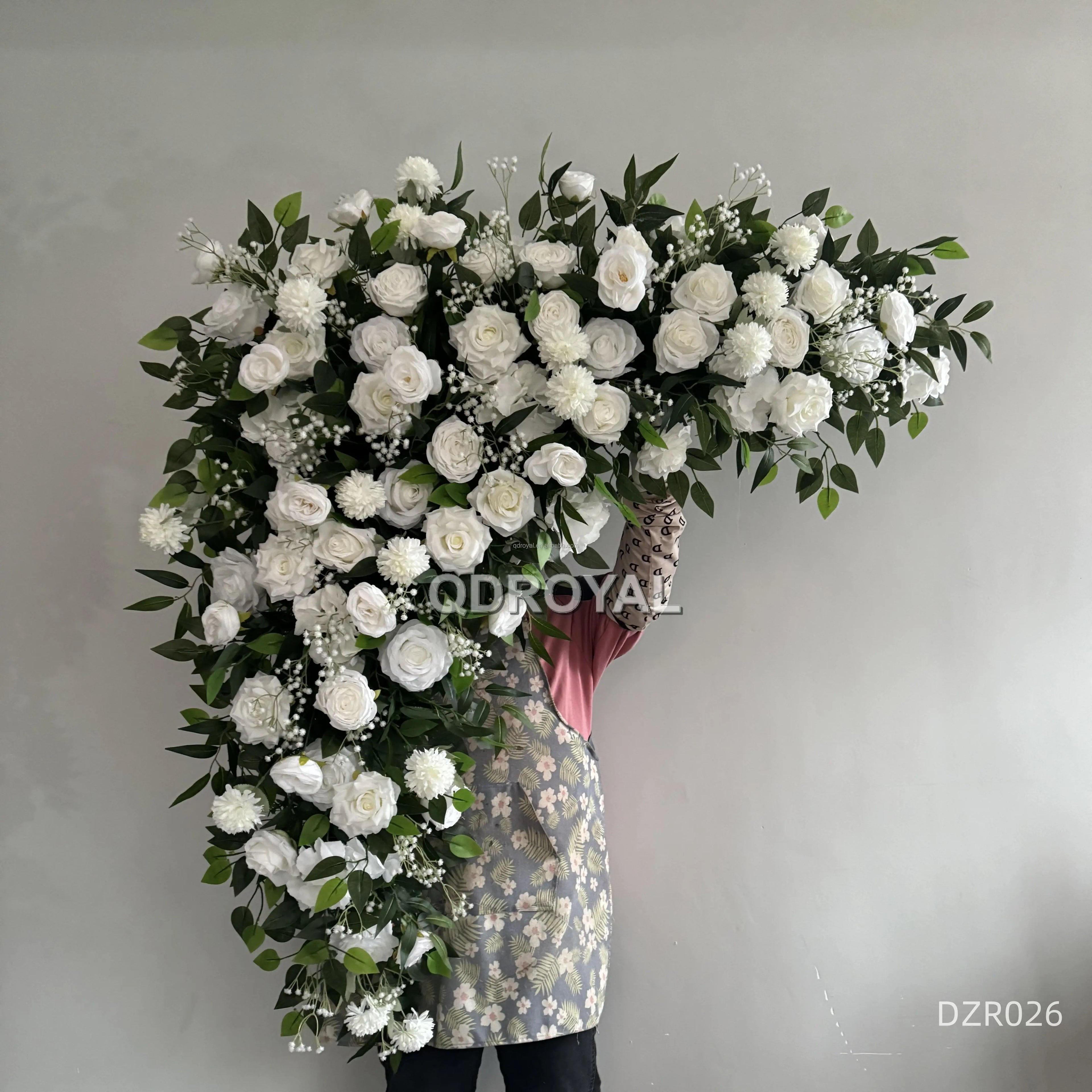 High Quality Modern Silk Faux Rose Flowers Runners Artificial Wedding Background Table Flower Runner Floral Aisle Row