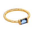 14K Metal 925 Silver 18K Gold Plated Polished Ring Hand-carved Emerald-Textured Emerald Cut Zircon Ribbon Design Party