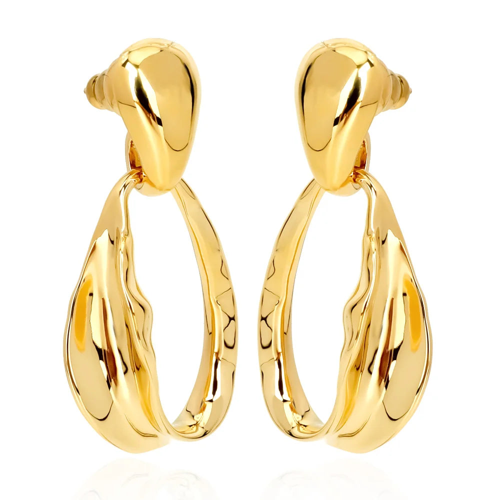 Metal Irregular Dangling Earrings Set Drop Earrings Statement Geometric Big Cooper Hoop Earrings Classic Lip Design.