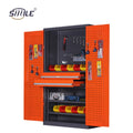 SMILE Workshop Steel Tool Cabinet 2 Swing Doors 2 Drawers 3 Layers Spray Painted Key Lock Garage Storage