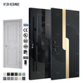 China Top Manufactures Stylish Modern Unique Gone Groove Design Decorative Premium Aluminum Security Front External Doors