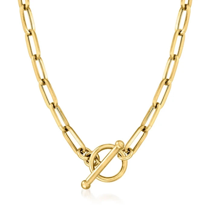 Inspire Jewelry 2024 Trendy Women's 18k Gold Plated Paper Clip Link Toggle Necklace Fashionable Waterproof Pendant Necklaces