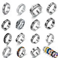 G700 Titanium Steel Man Jewelry 6/8mm Rotating Spinning Fidget Rings Fidget Anti Anxiety Ring for Men