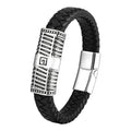 Custom Logo Punk Real Leather Cuff Men's Bracelets Luxury Stainless Steel Magnetic Braided Leather Bracelet for Men Bangle