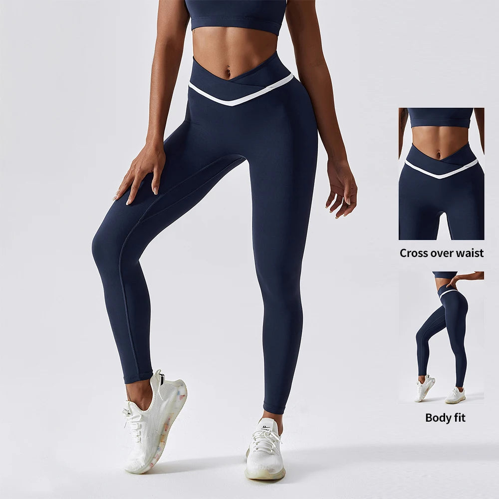 High Waisted Customized V-Shaped Women Soft Workout Pant Yoga Tight Gym Activewear Yoga Leggings