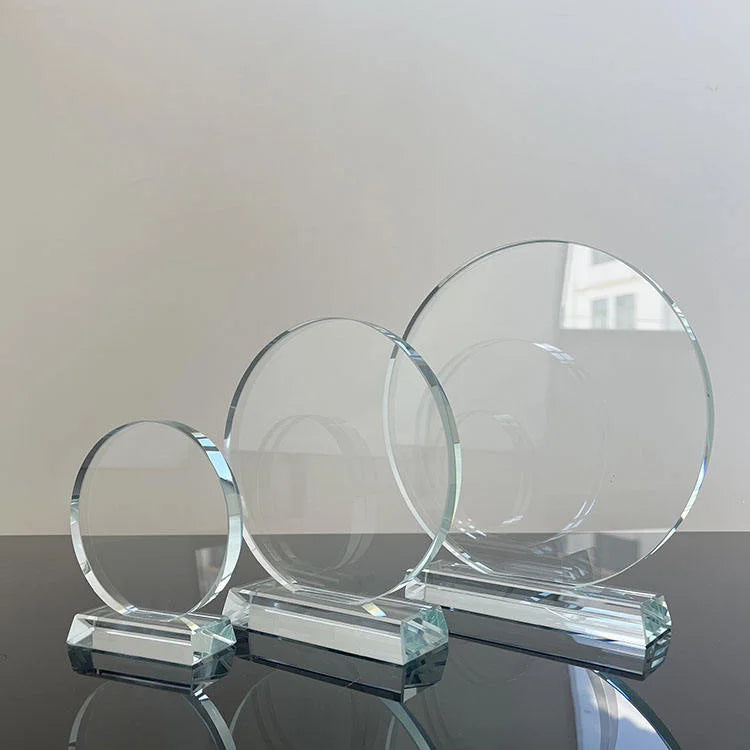 Elegant Crystal Art Blank Glass Round Circle Award Trophy