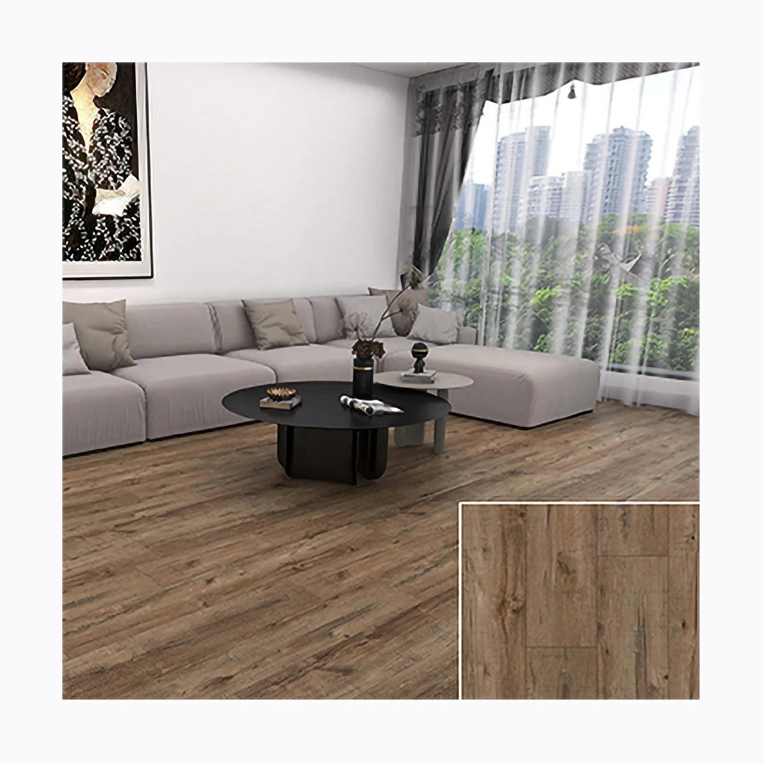 China Supplier Waterproof Luxury PVC Vinyl SPC Plastic Click Flooring Gray OAK Planks