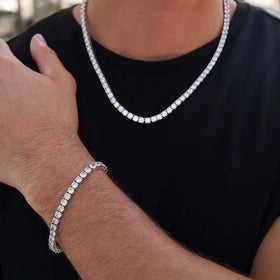 Hot Selling Classic Round Cubic Zirconia Tennis Bracelet Luxury Iced Out Bracelet Hiphop CZ Diamond Chain Necklace for Women Men