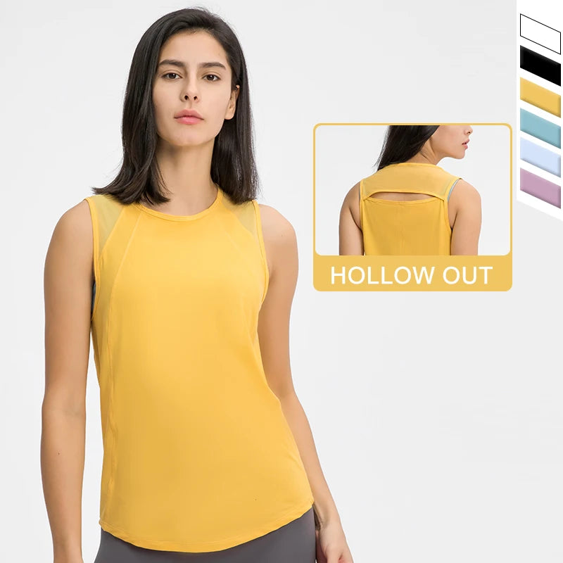 Women Tank Top Fitness Back Hollow Out Activewear Top Women Breathable Quick Dry Sport Tank Top Custom