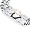2023 Wholesale Love Heart Black Rose Gold Bracelets Peach Heart Couple Bracelet Stainless Steel Bracelets for Woman