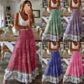 Bohemian Beach Long Skirts Womens Spring Summer High Waist Casual Bohemian Floral Print Maxi Skirt for Women Plus Size 3xl