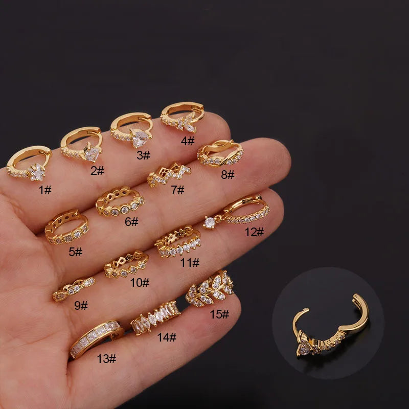 HOVANCI3 2021 New Design Gold Plated C Shape Zircon Ear Bone Cartilage Clip Cuff Earrings Ear Clips Jewelry