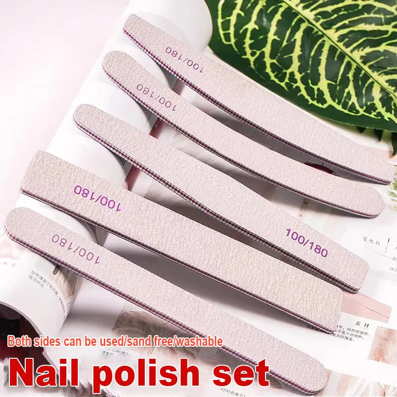 Zebra 100/180 Double Sided Half Moon Nail Buffer Reusable 80/80 Grit with 100/180 Nail File