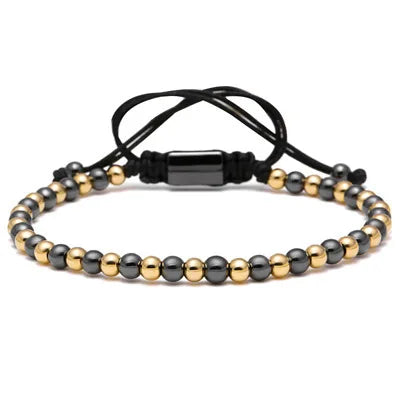 4mm Titanium Steel Beads Weave Braided Bracelet Handmade Couple Bracelet for Women Men