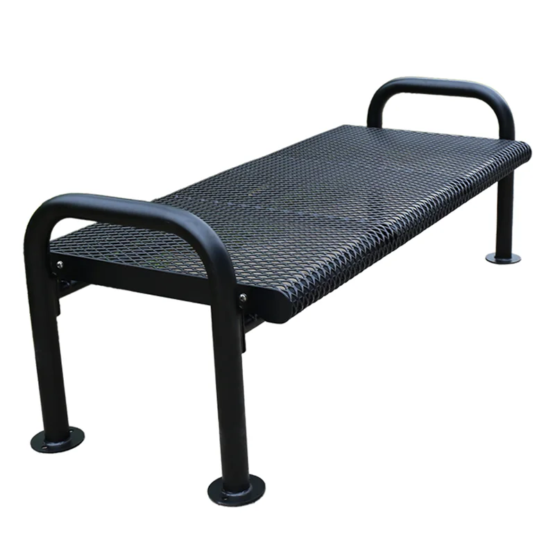 Outdoor Furniture Commercial Metal Backless Bench Public Park Steel Bench Seating Outside Garden Patio Seat Bench Without Back