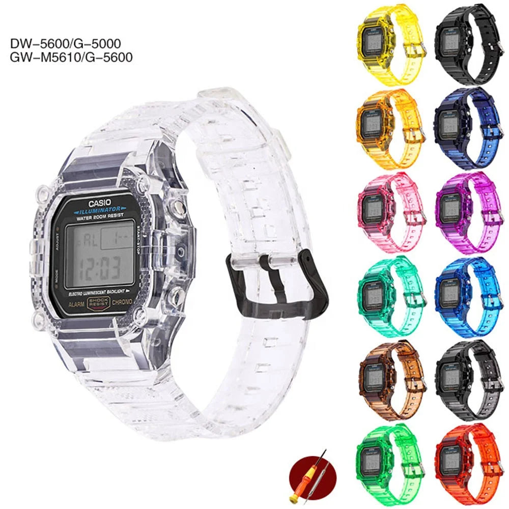TPU Resin Watch Strap for DW-5600 GW-M5610 M5600 GLX-5600 Refit Replacement Wrist Band Bracelet Accessories