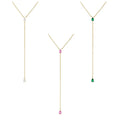 925 Sterling Silver Tassel Long Chain Necklaces Water Drop Cz Pendant Y Lariat Necklace