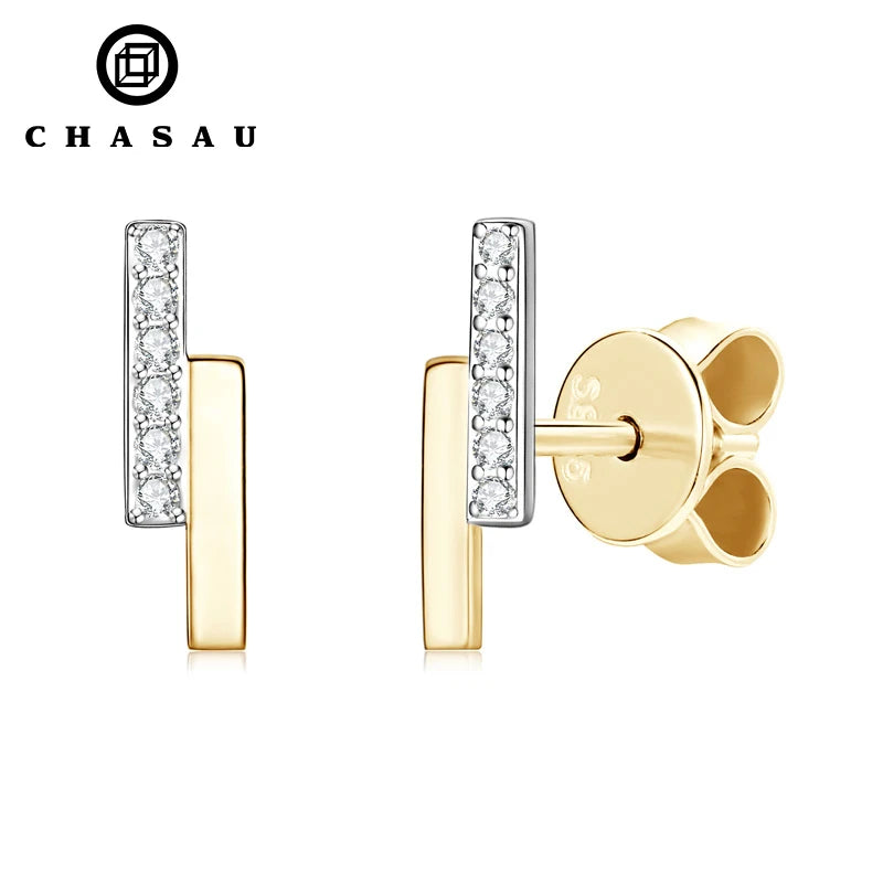 Minimalist Design Luxury Bridal Earrings 925 Sterling Silver Hypoallergenic Top Grade 1mm Moissanite Bar Stud Earrings for Women