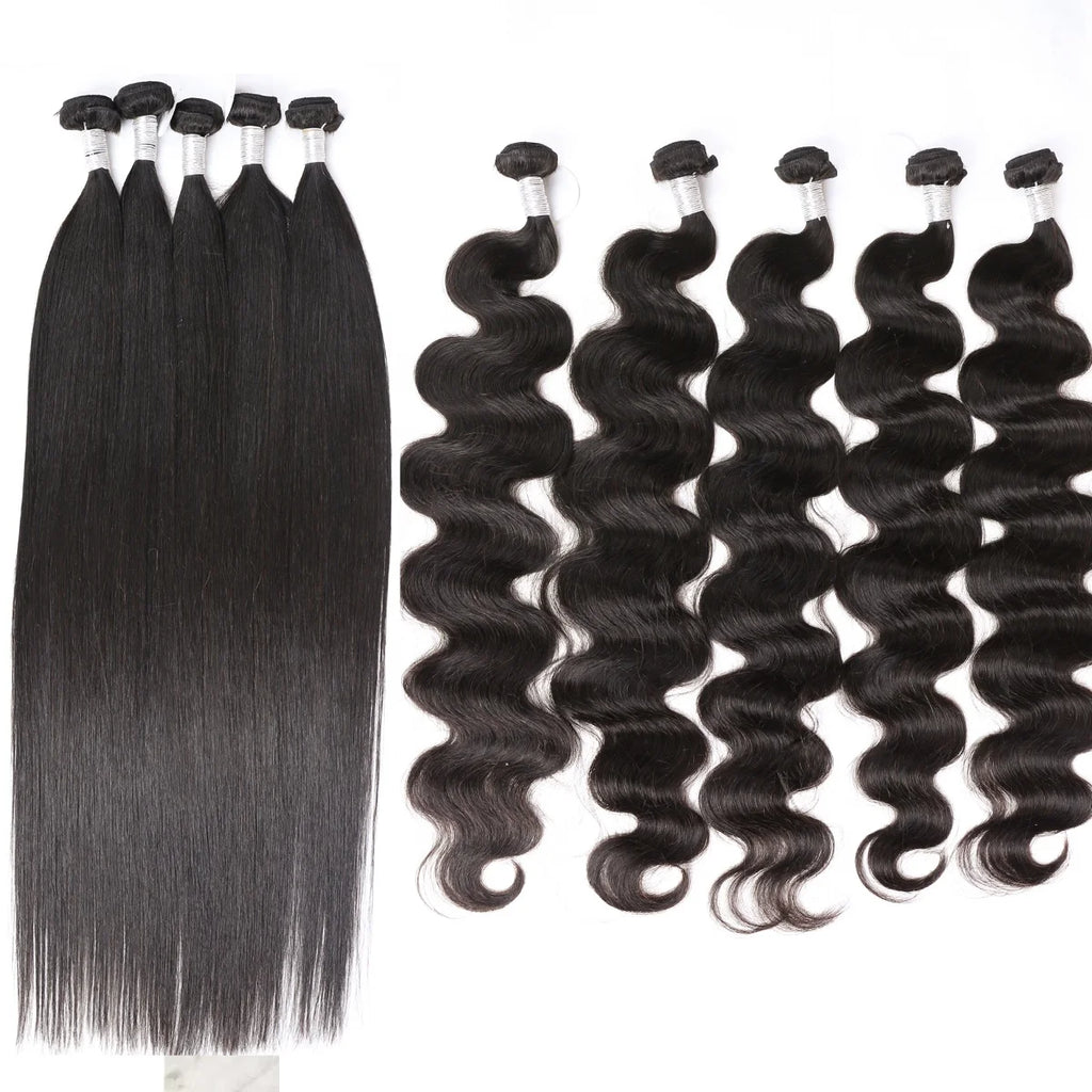 Queen Beauty HAIR Blend Hair Bundles with 6*4 &13*4 Lace Front Cheap Wholesale Packet Hair with Closure for Black Women