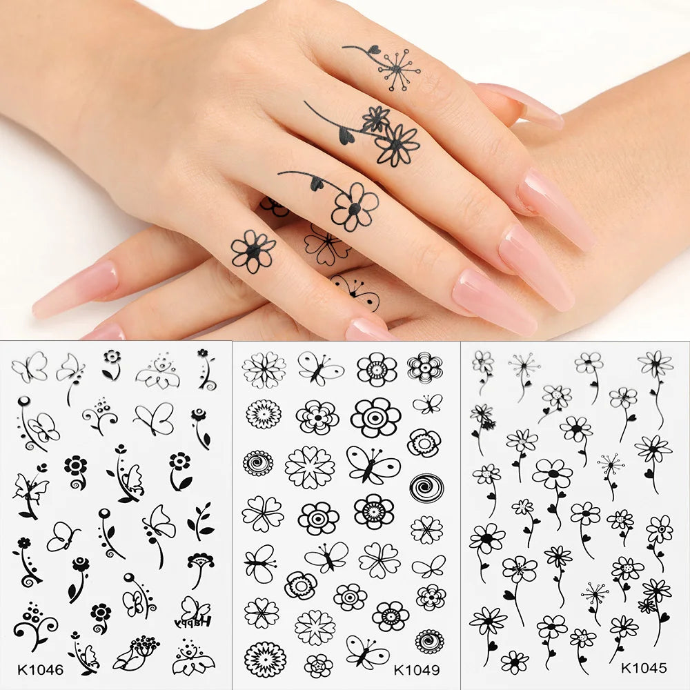 Wholesale OEM Black Small Flower Star Cartoon Tattoo Stickers Luxury Body Arm Makeup Waterproof Temporary Finger Fake Tattoos