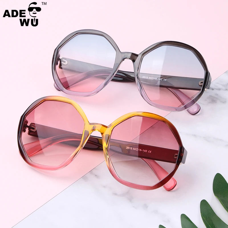 ADE WU STY2015M Retro Trendy Round Frame Sunglasses Women Vintage Famous Brand Lentes De Sol Custom Logo UV400 Sun Glasses Male