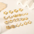 Hot Sale French Retro Stainless Steel Artificial Pearl CZ Earrings Set Hypoallergenic Gold Plated Daily Wear Jewelry Earrings