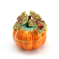 SHINNYGIFTS Metal Enamel Pumpkin Orange Pewter Trinket Box for Jewelry Home Decoration Birthday Gift Box Hand Painted