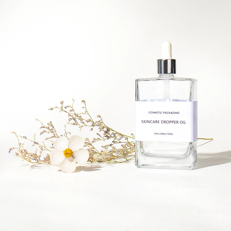 Wholesale 30ml 50ml 100ml Square Clear Essential Oil Perfumery Dropper Glass Bottle