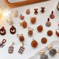 Jachon Funny Ladies Plush Bear Multi-style 925 Silver Needle Stud Hoop Earrings Faux Fur Ball Dangle Earrings for Women