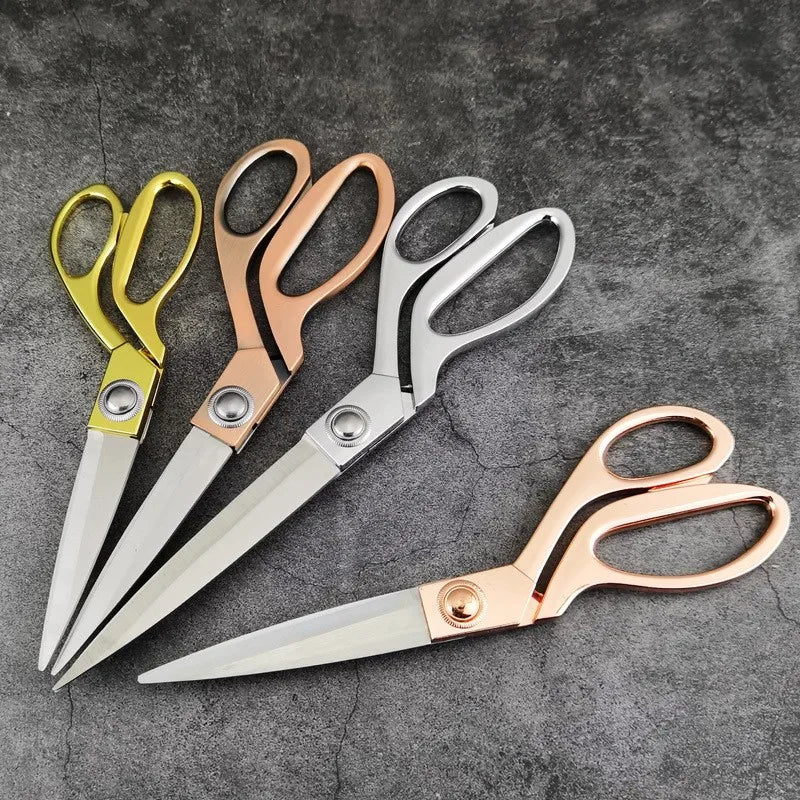 Industrial Grade Stainless Steel Gold-Plated Tailor Scissors for Sewing Clothing & Festive Ribbon Opening & Cutting