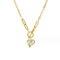 Heart Pendant Necklace Collar Bone Necklace for Women Thick Chain Stainless Steel Gold Plated Tassel Pendant Trendy OT Buckle