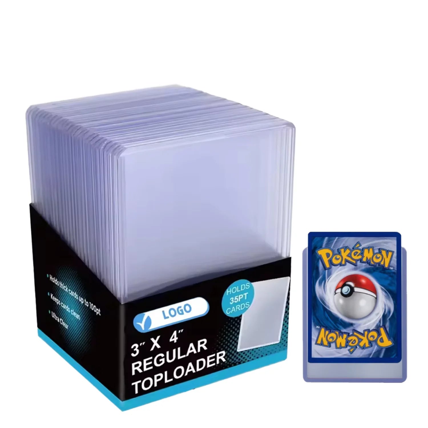 Premium Extra Thick Seamless Toploaders 35pt - 3" X 4" Rigid Card Holders for Trading Cards & Sports Cards